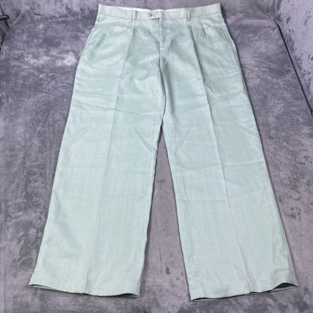 Mojito Collection Pants Mens 42x34 Sage Green 100% Linen Dress Beach Coastal NWT
